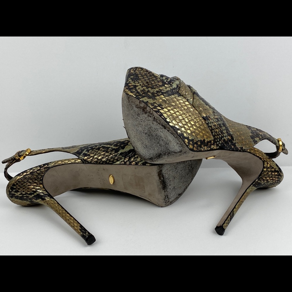 EUC SERGIO ROSSI METALLIC SNAKE PRINT PLATFORMS - Picture 4 of 7